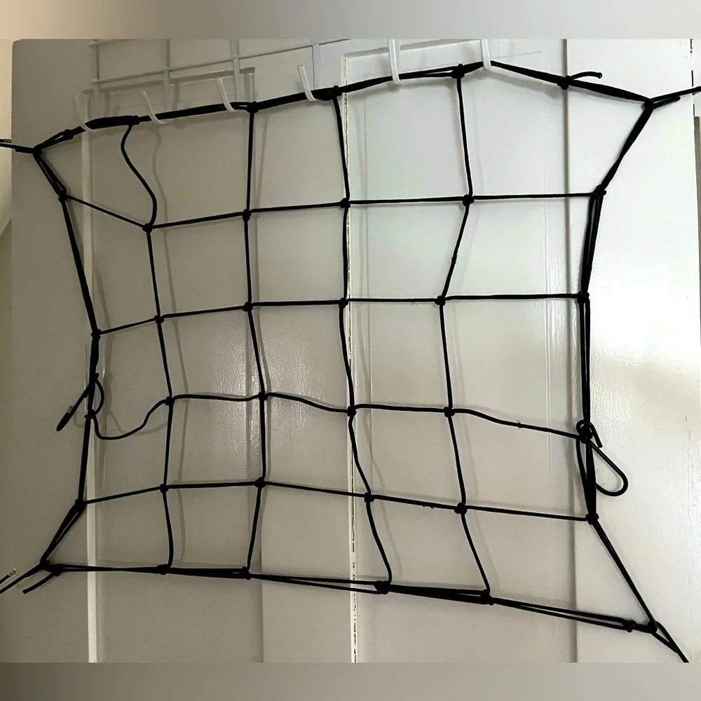 Black Square Cargo Net with 6 Hooks 19 x 19 inches Auto Moto Rv Bungee